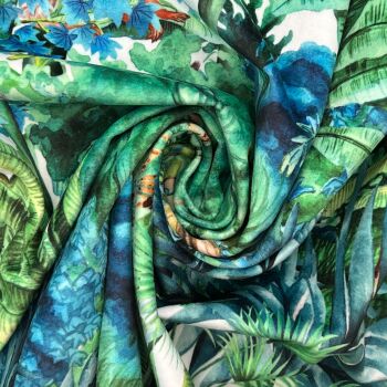 CVL047 - Tropical Digitally printed, soft & durable Velvet fabric with a plush finish
