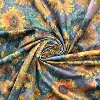 CVL045 - Van Gogh's Sunflowers Digitally printed, soft & durable Velvet fabric with a plush finish
