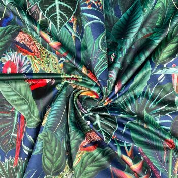 CVL020 - Rainforest Navy Digitally printed, soft & durable Velvet fabric with a plush finish