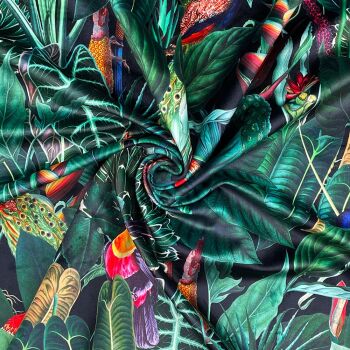 CVL018 - Rainforest Black Digitally printed, soft & durable Velvet fabric with a plush finish
