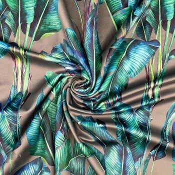 CVL015 - Paradise Grey Digitally printed, soft & durable Velvet fabric with a plush finish