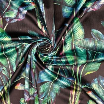 CVL014 - Paradise Black Digitally printed, soft & durable Velvet fabric with a plush finish