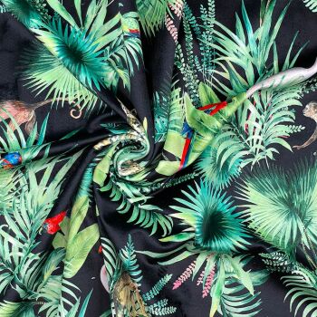 CVL003 - Amazon Black Digitally printed, soft & durable Velvet fabric with a plush finish.