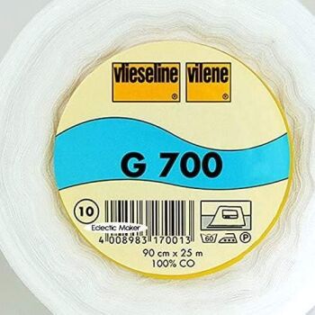 G700 White Medium Weight Cotton Woven Interlining by Vilene Vlieseline 90cm wide x 4mtr