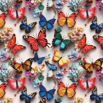 3D EFFECT - CC517 BUTTERFLIES. 140cms wide, 100% cotton, med weight from Chatham Glyn.