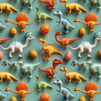 3D EFFECT - TOY DINOS. 140cms wide, 100% cotton, med weight from Chatham Glyn.