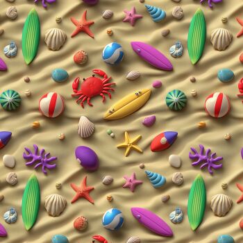 3D EFFECT - ON THE BEACH. 140cms wide, 100% cotton, med weight from Chatham Glyn.