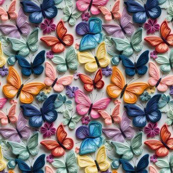 3D EFFECT - EMBROIDERED BUTTERFLY. 140cms wide, 100% cotton, med weight from Chatham Glyn.