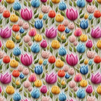 3D EFFECT - EMBROIDERED TULIPS. 140cms wide, 100% cotton, med weight from Chatham Glyn.