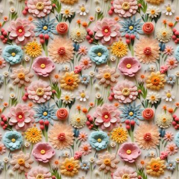 3D EFFECT - EMBROIDERED FLOWERS. 140cms wide, 100% cotton, med weight from Chatham Glyn.