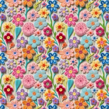3D EFFECT - FELT FLOWERS. 140cms wide, 100% cotton, med weight from Chatham Glyn.
