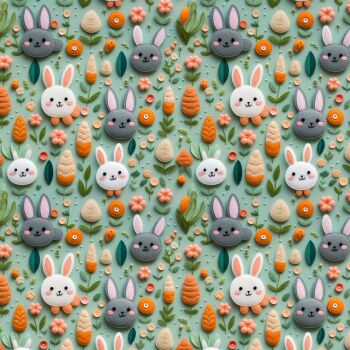 3D EFFECT - FELT EASTER BUNNIES. 140cms wide, 100% cotton, med weight from Chatham Glyn.