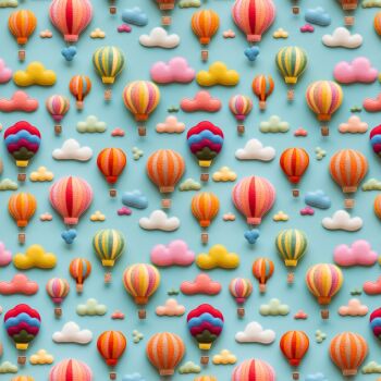 3D EFFECT - HOT AIR BALLOONS. 140cms wide, 100% cotton, med weight from Chatham Glyn.