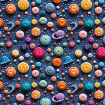 3D EFFECT - PLANETS. 140cms wide, 100% cotton, med weight from Chatham Glyn.