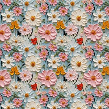 3D EFFECT - PAINTED FLOWERS. 140cms wide, 100% cotton, med weight from Chatham Glyn.