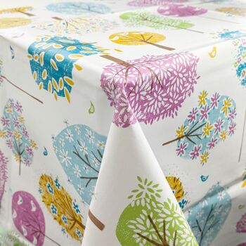 PVC BL60 Modern Trees from Chatham Glyn. Tablecloth fabric.