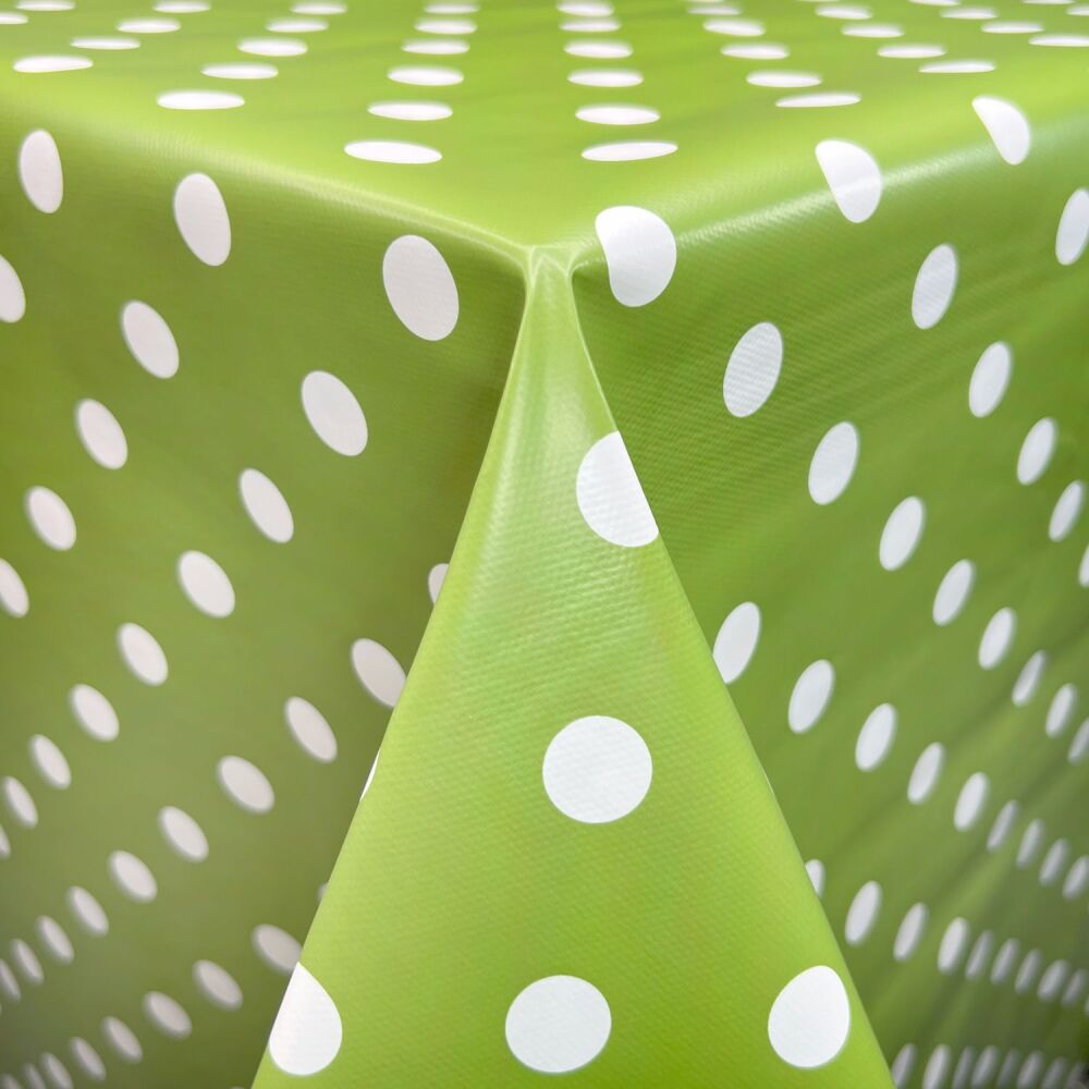 PVC 1288-15 Polka Dot Green from Chatham Glyn. Tablecloth fabric.