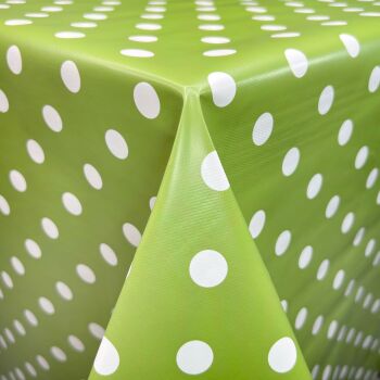 PVC 1288-15 Polka Dot Green from Chatham Glyn. Tablecloth fabric.