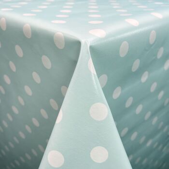 PVC 1288-11 Polka Dot Duckegg from Chatham Glyn. Tablecloth fabric.