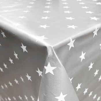 PVC 1289-12 Stars Silver from Chatham Glyn. Tablecloth fabric.