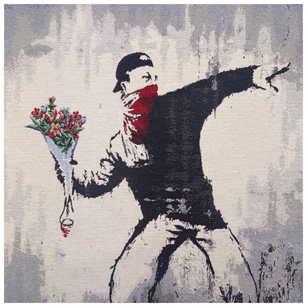 TAPESTRY PANEL - 47CMS X 47CMS - BANKSY FLOWER BOMB