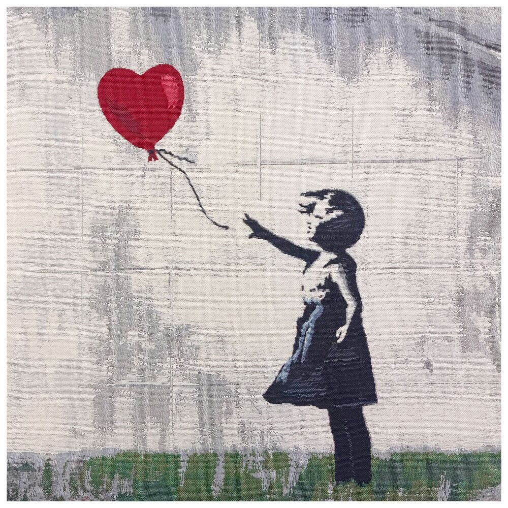 TAPESTRY PANEL - 47CMS X 47CMS - BANKSY HEART GONE