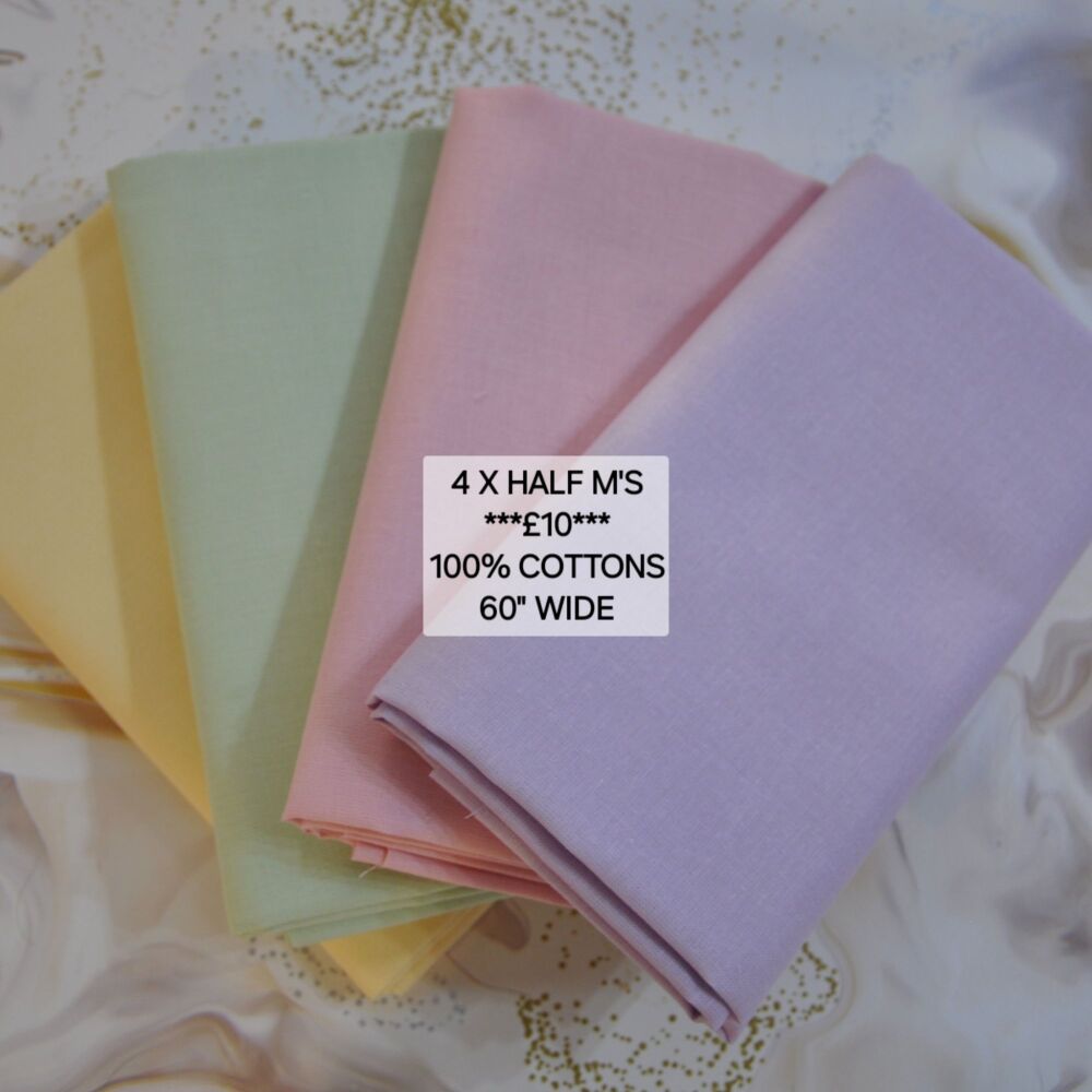 Pastel bundle 4 x half metres 100% cottons