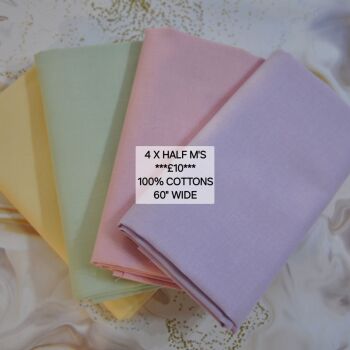 Pastel bundle 4 x half metres 100% cottons