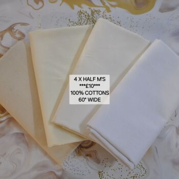 Cream neutral bundle 4 x half metres 100% cottons