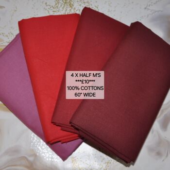 Red bundle 4 x half metres 100% cottons