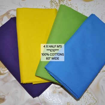 Vivid bundle 4 x half metres 100% cottons