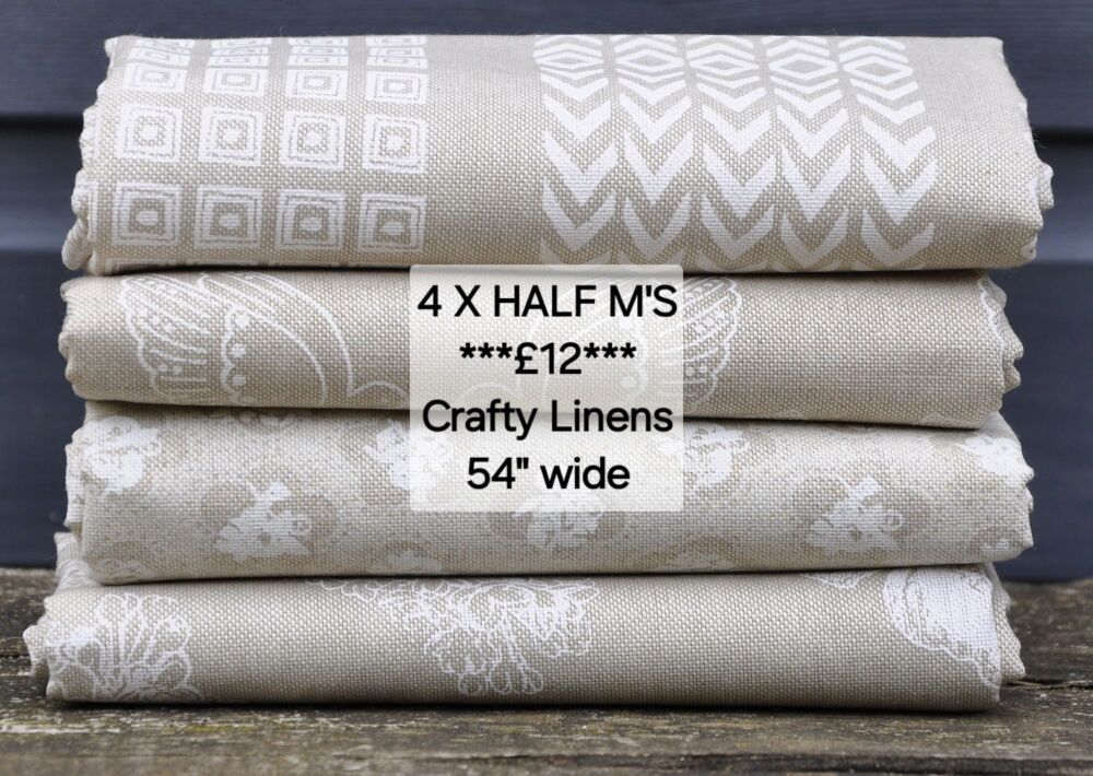 Crafty linen bundle, 4 x half m's, white range.