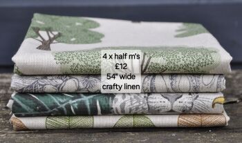 Crafty linen bundle, 4 x half m's, flora and fauna range.