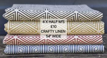 Crafty linen bundle, 4 x half m's, art deco range.