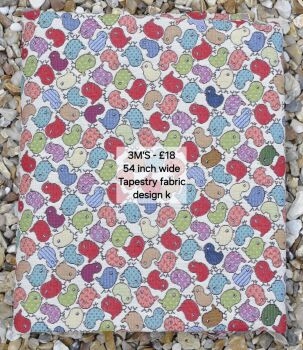 3 metre length of premium quality tapestry fabric. Design k.