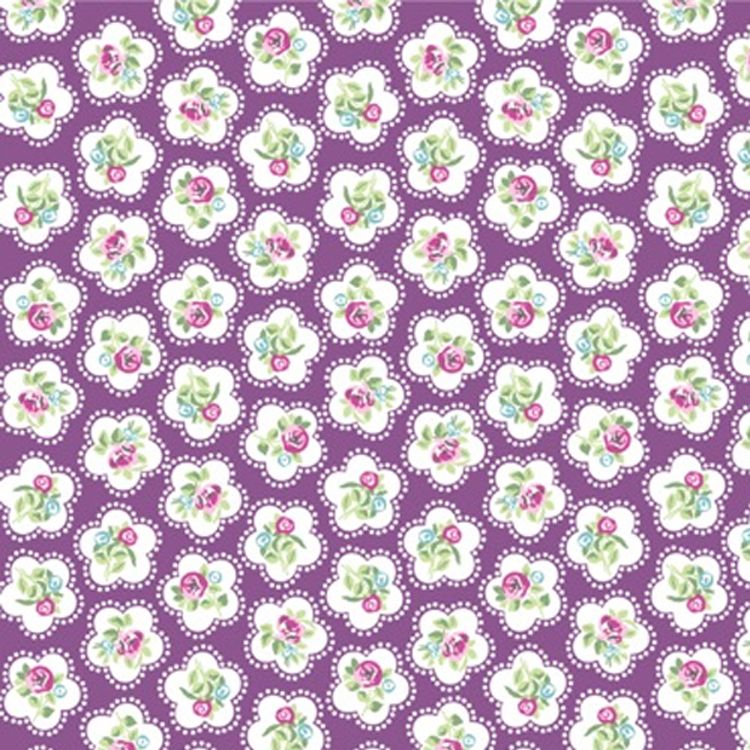 LF025 DAINTY FLOWERS GRAPE by Chatham Glyn Crafty Fabrics