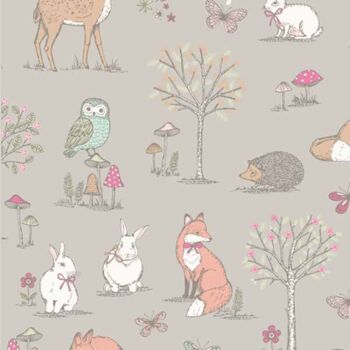 LF045 WOODLAND ANIMALS TAUPE by Chatham Glyn Crafty Fabrics