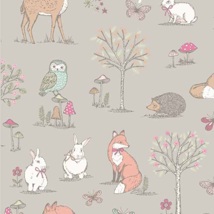 F045 WOODLAND ANIMALS TAUPE by Chatham Glyn Crafty Fabrics