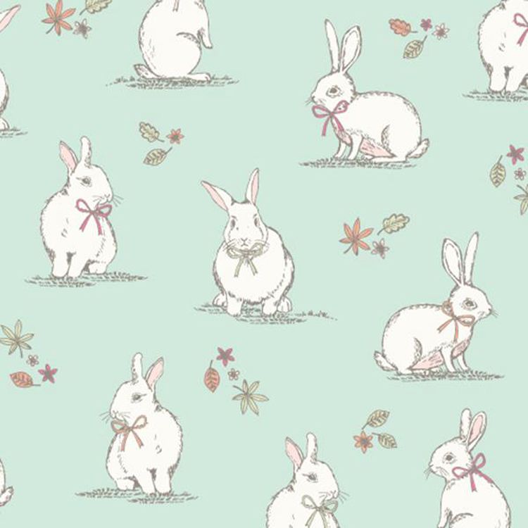 LF047 WOODLAND BUNNIES DEGG by Chatham Glyn Crafty Fabrics