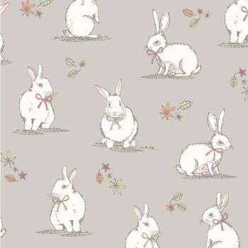 LF049 WOODLAND BUNNIES TAUPE by Chatham Glyn Crafty Fabrics