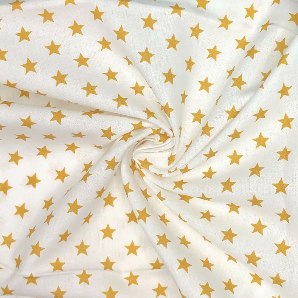 CC083 Mini Star Mustard Gold Crafty Cottons Digital Printed 100% Cotton
