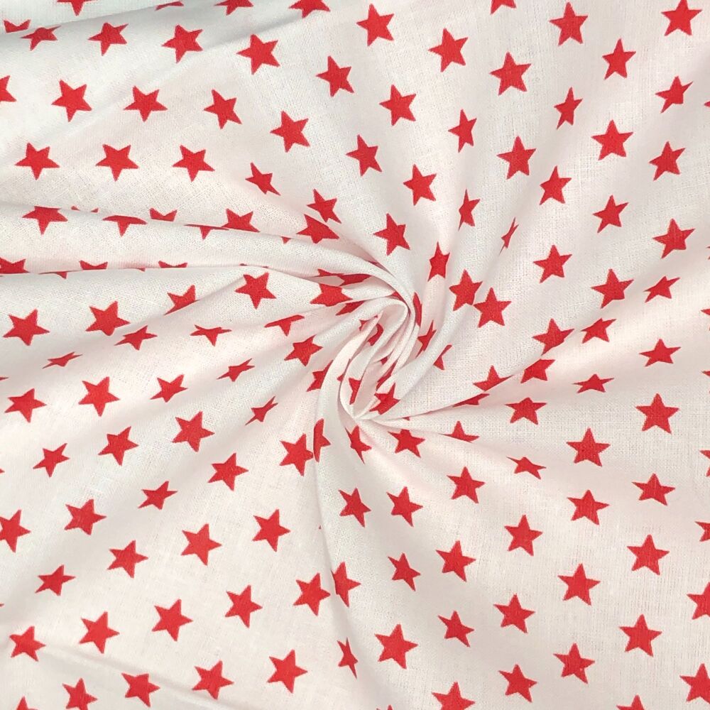 CC085 Mini Star Red Crafty Cottons Digital Printed 100% Cotton