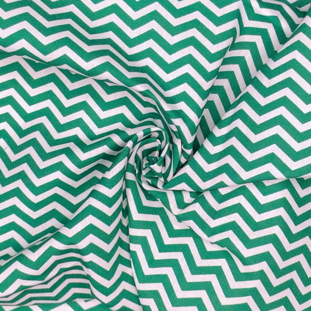 CC112 Chevron Emerald Crafty Cottons Digital Printed 100% Cotton