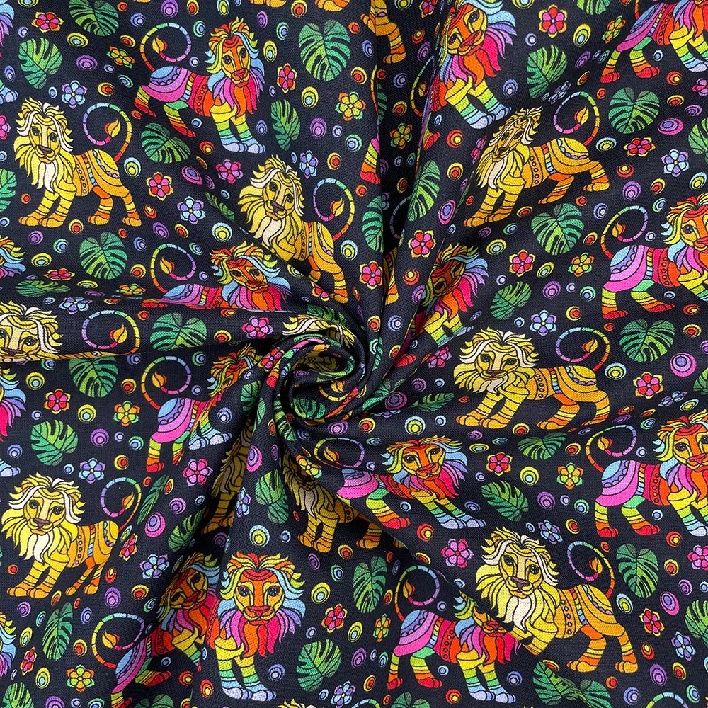 CC321 - Mosaic Lion 140cm wide Crafty Cottons Digital Printed 100% Cotton Fabric