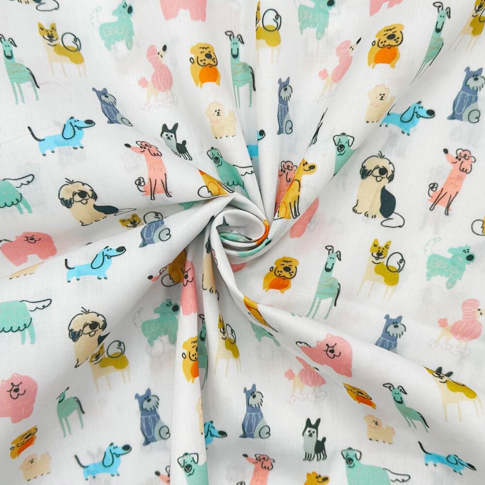 3 Metre pre cut length - 80/20 Polycotton &ndash; [DESIGN 19 pet dogs] &ndash; 112cm Wide