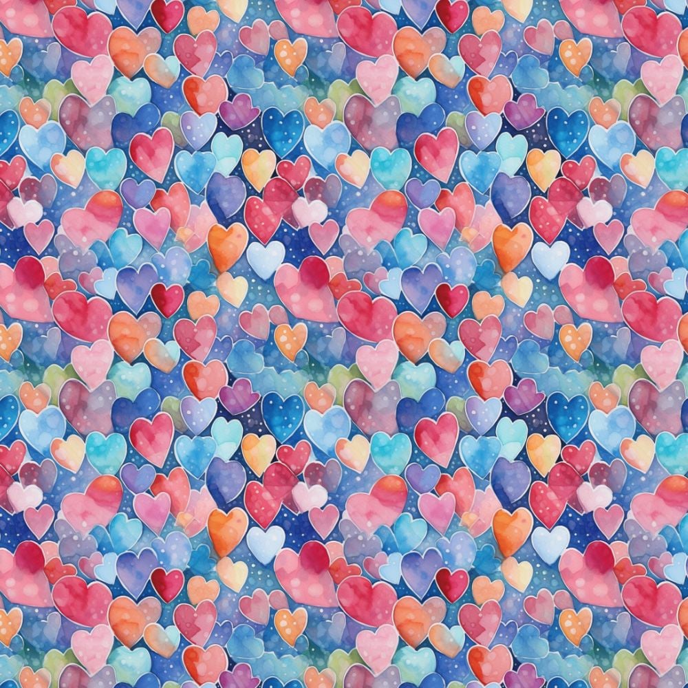 3 Metre pre cut length - 80/20 Polycotton &ndash; [DESIGN 49 hearts] &ndash; 112cm Wide