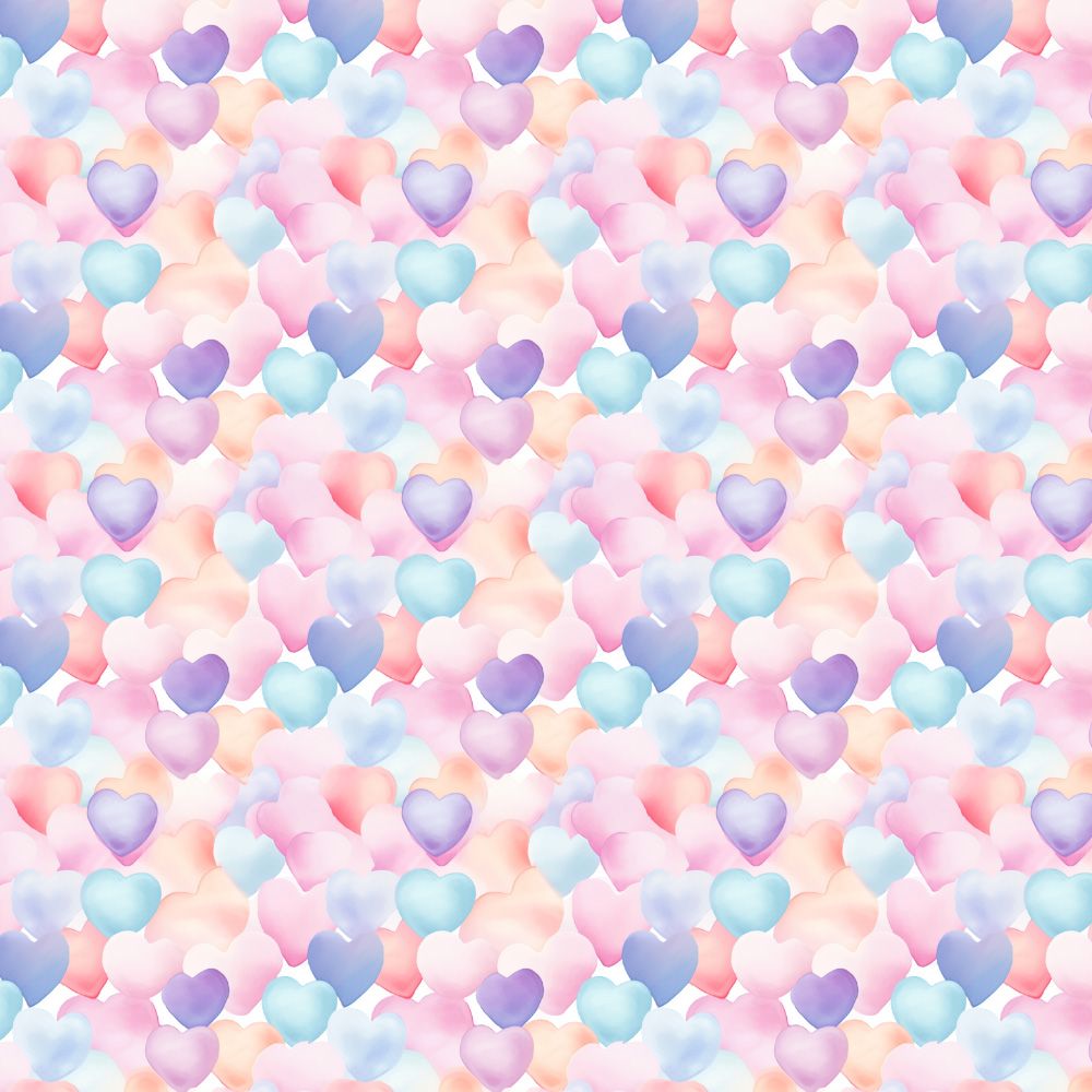3 Metre pre cut length - 80/20 Polycotton &ndash; [DESIGN 52 hearts] &ndash; 112cm Wide