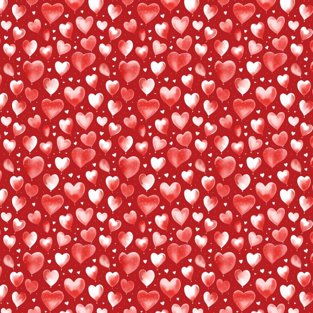 3 Metre pre cut length - 80/20 Polycotton &ndash; [DESIGN 53 hearts] &ndash; 112cm Wide
