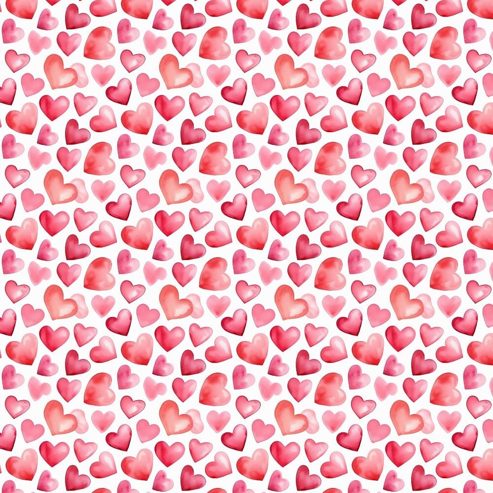 3 Metre pre cut length - 80/20 Polycotton &ndash; [DESIGN 54 hearts] &ndash; 112cm Wide