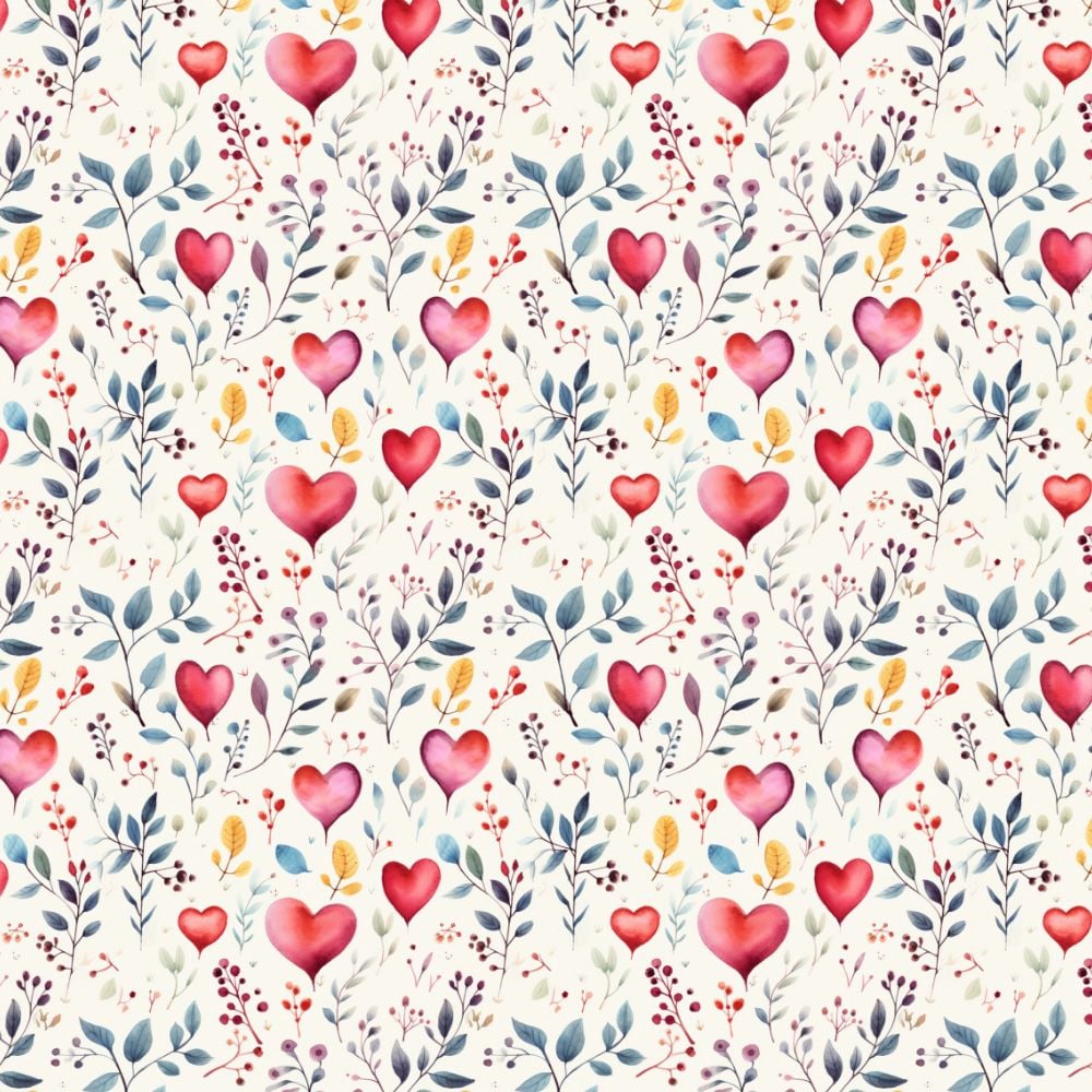 3 Metre pre cut length - 80/20 Polycotton &ndash; [DESIGN 55 hearts] &ndash; 112cm Wide
